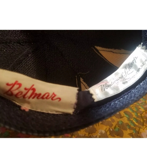 Vtg Blue and White Striped Straw Hat - Woodward & Lothrop Washington D.C. Sz 6 - Picture 12 of 13